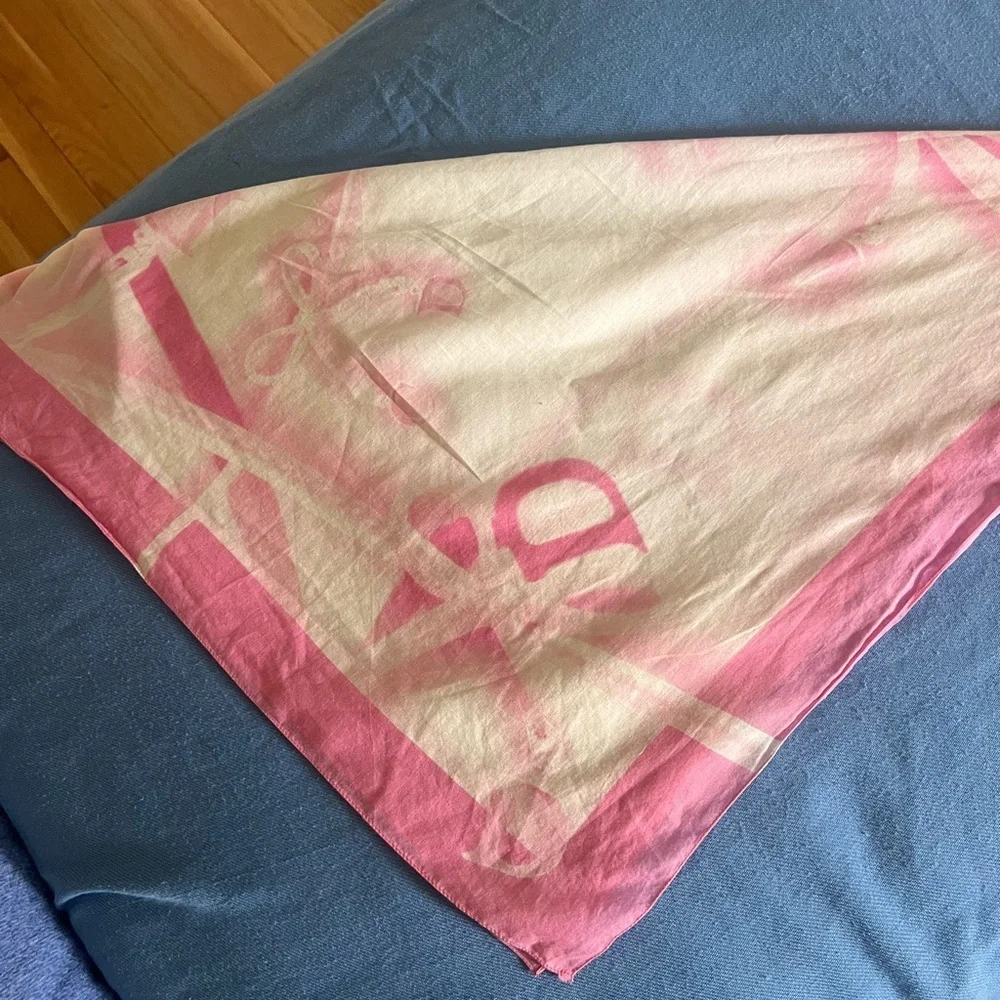 Dior Pink and White cotton Scarf 25x27